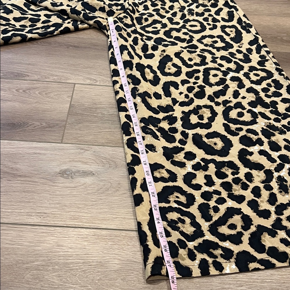SHEIN Curve Leopard Wide Leg Pants Drawstring Elastic Waist - Picture 4 of 11